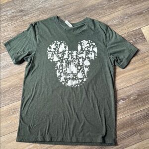 Olive Green Disneyland T-Shirt with White Design